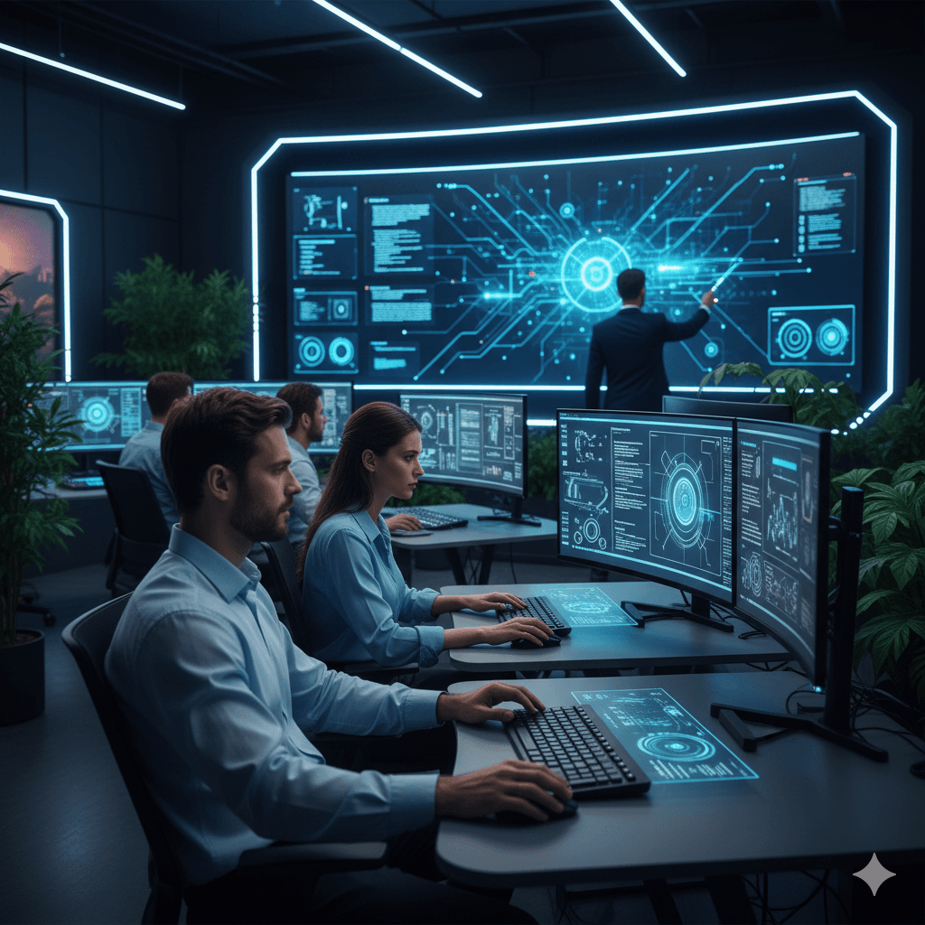 Tým pracující na digitálních projektech